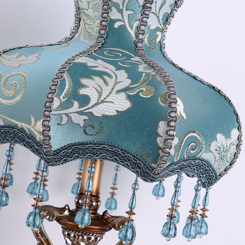 Blue Fabric Tassel Resin Table Lamp