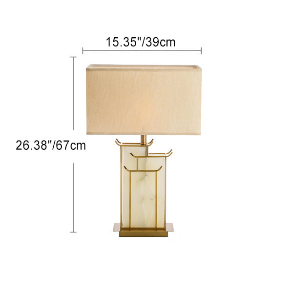 Fabric Square Marble Home Table Lamp