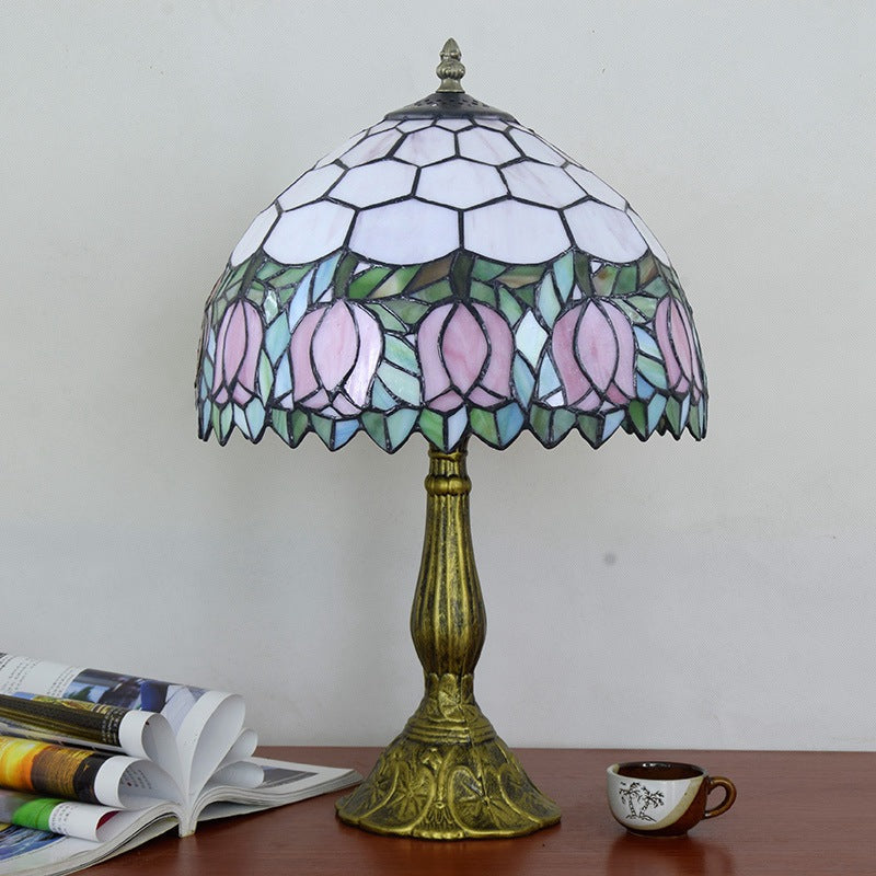 Tulip Floral Aluminum Stained Table Lamp