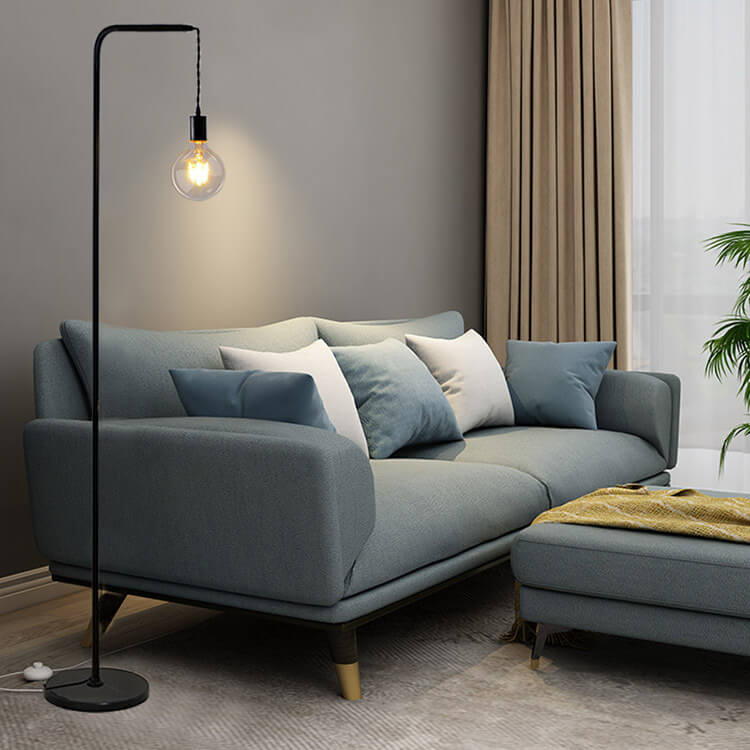 Black Iron Long Pole Floor Lamp
