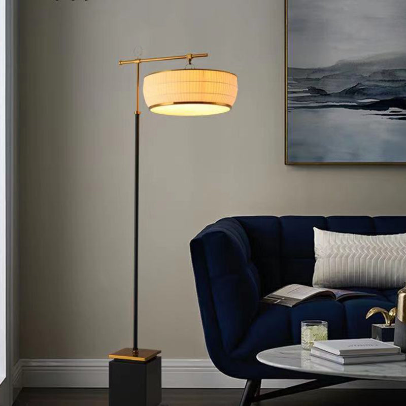 Fabric Pleated Lantern Hardware Floor Lamp