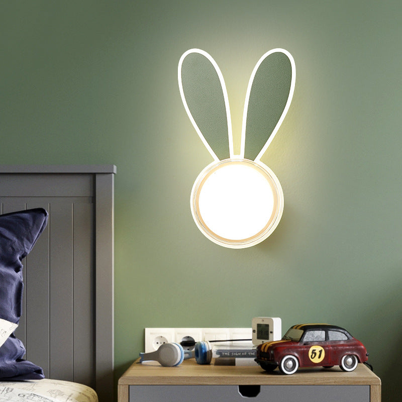 Rabbit Round Acrylic Bedroom Wall Lamp