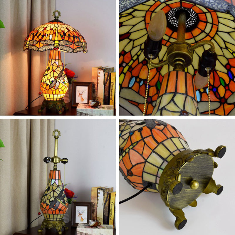 Round Umbrella Shaped Aluminum 3-Light Table Lamp