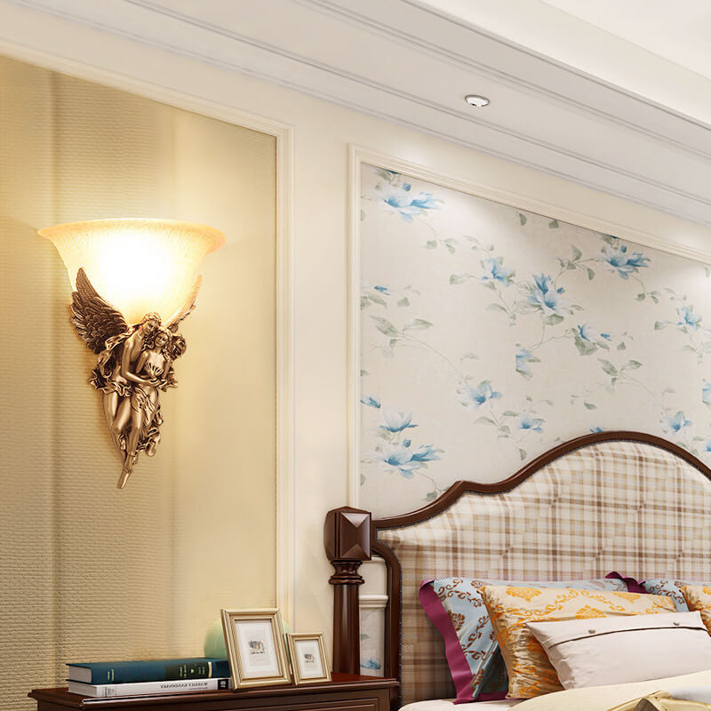 Angel Resin Design Glass Wall Lamp