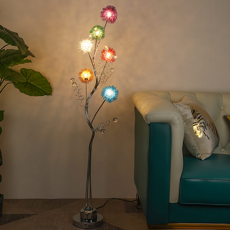Creative Aluminum Weaving Balls 6-Light Floor Lamp
