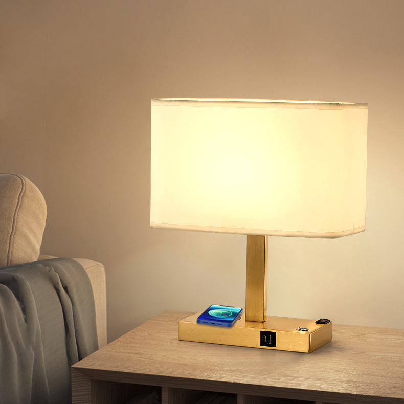 Rectangular Cloth Iron Living Table Lamp