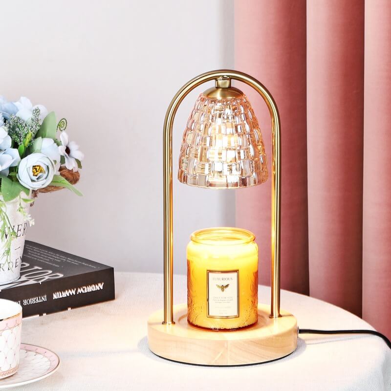 Glass Wood Melting Wax 2-Light Table Lamp