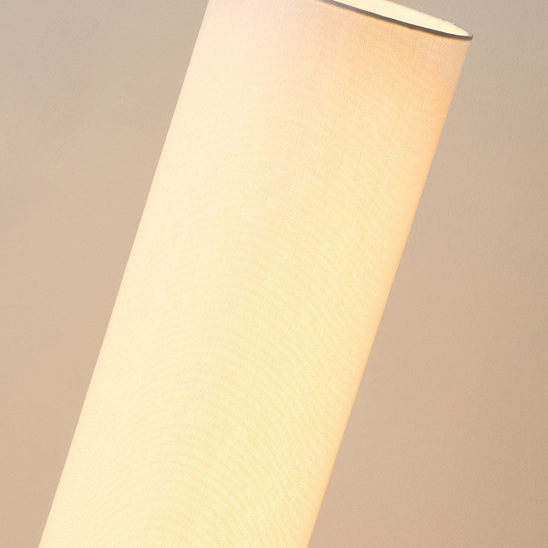 Traditional Chinese Fabric Cylinder Floor Lamp