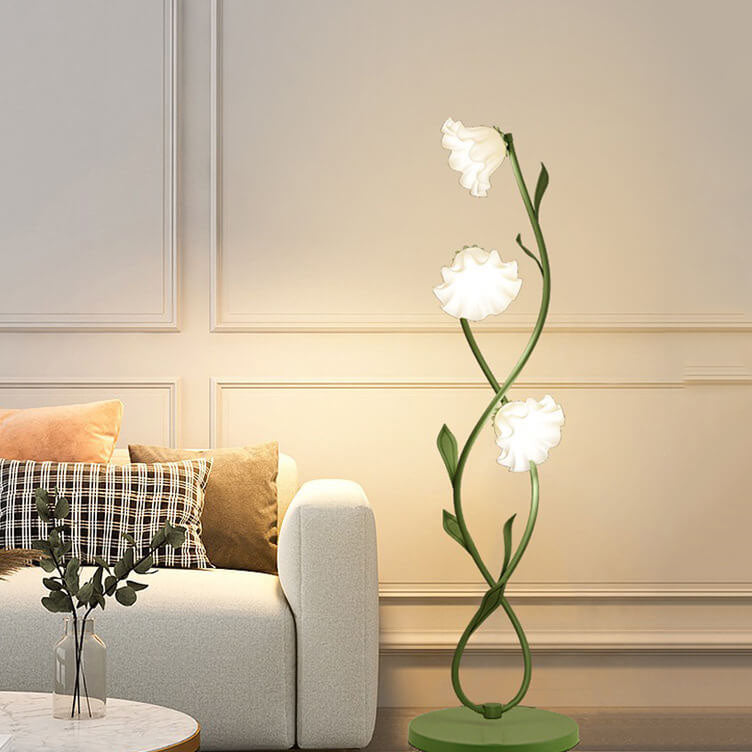 Flower Glass Hardware 2-Light Floor Lamp