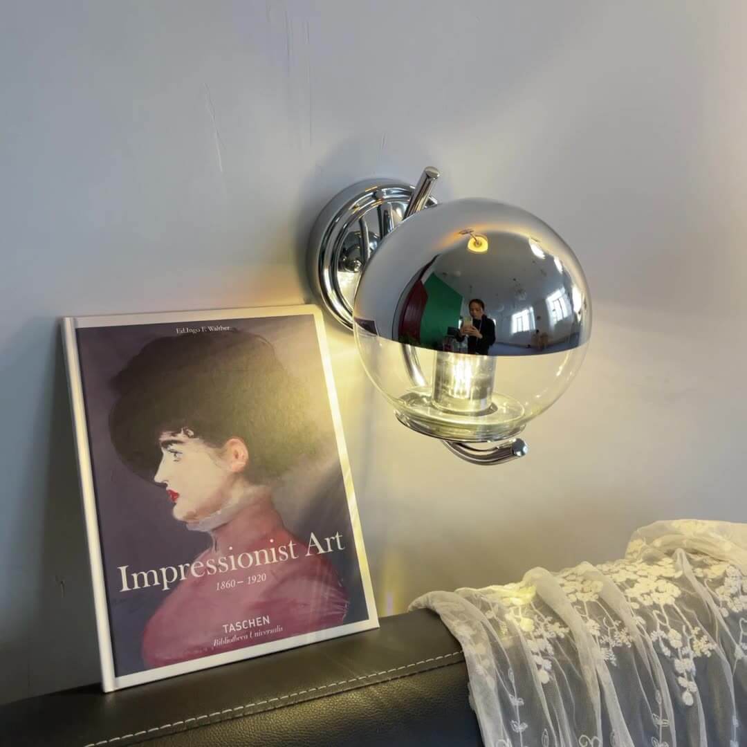 Chrome Glass Globe Wall Lamp