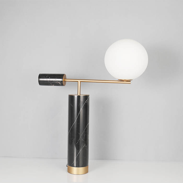 Marble Texture Cylindrical Glass Table Lamp