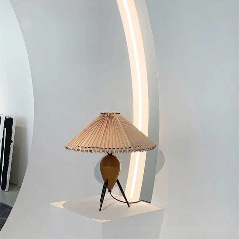 Tapered Iron Wood PVC Table Lamp