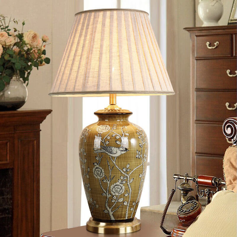 Ceramic Canvas Copper Table Lamp