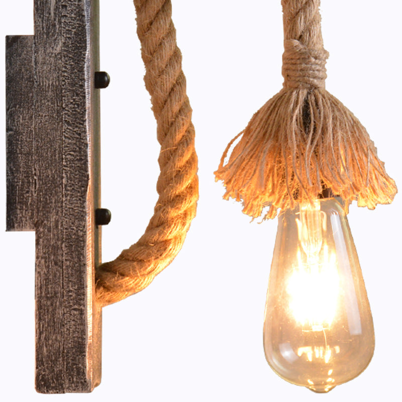 Solid Wooden Twine Wall Lamp
