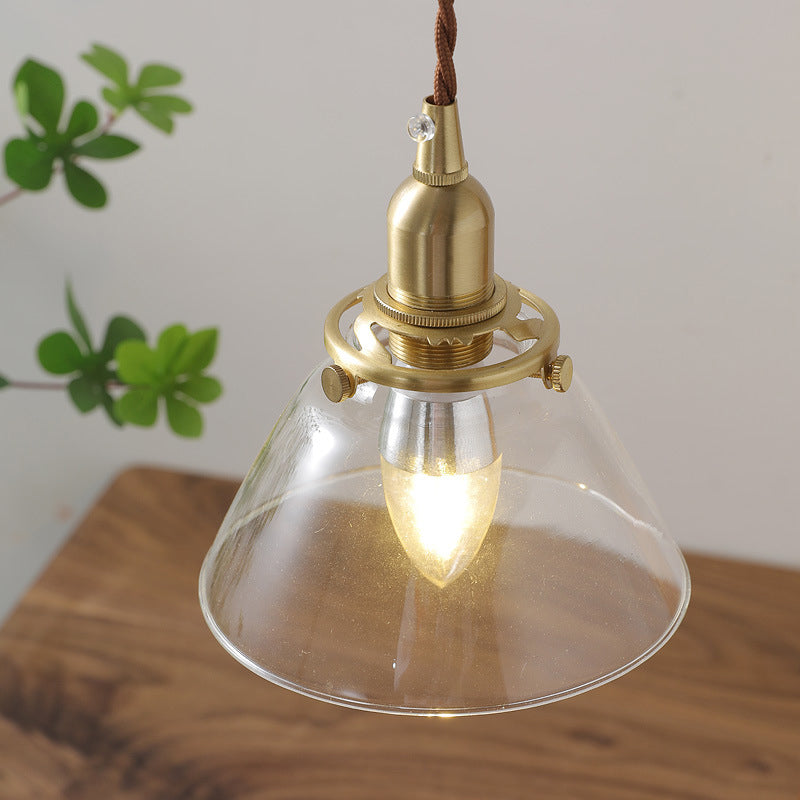 Round Wood Glass Living Table Lamp