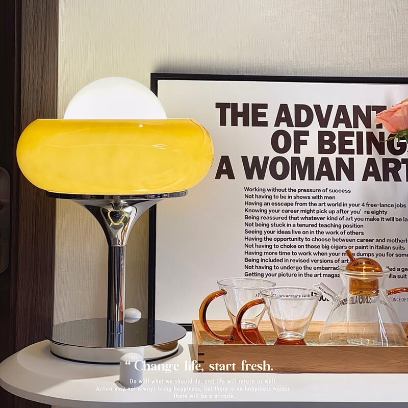 Glass Egg Tart Iron Table Lamp