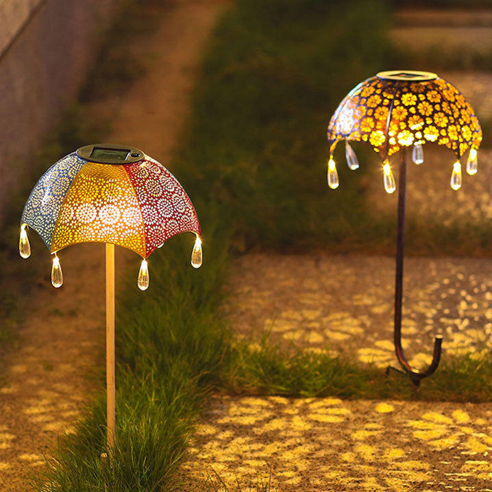Iron Colorful Umbrella Hollow Outdoor Light