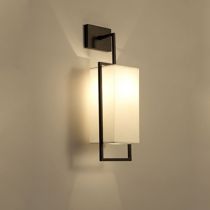Square Fabric Iron Frame Wall Lamp