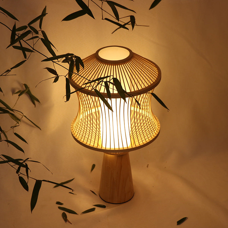 Bamboo Weaving Geometric Cage Table Lamp