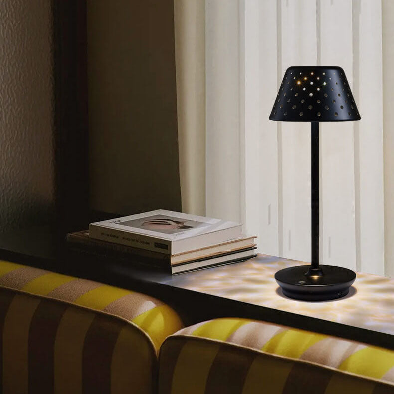 Perforated Wrought Iron Power-on Table Lamp