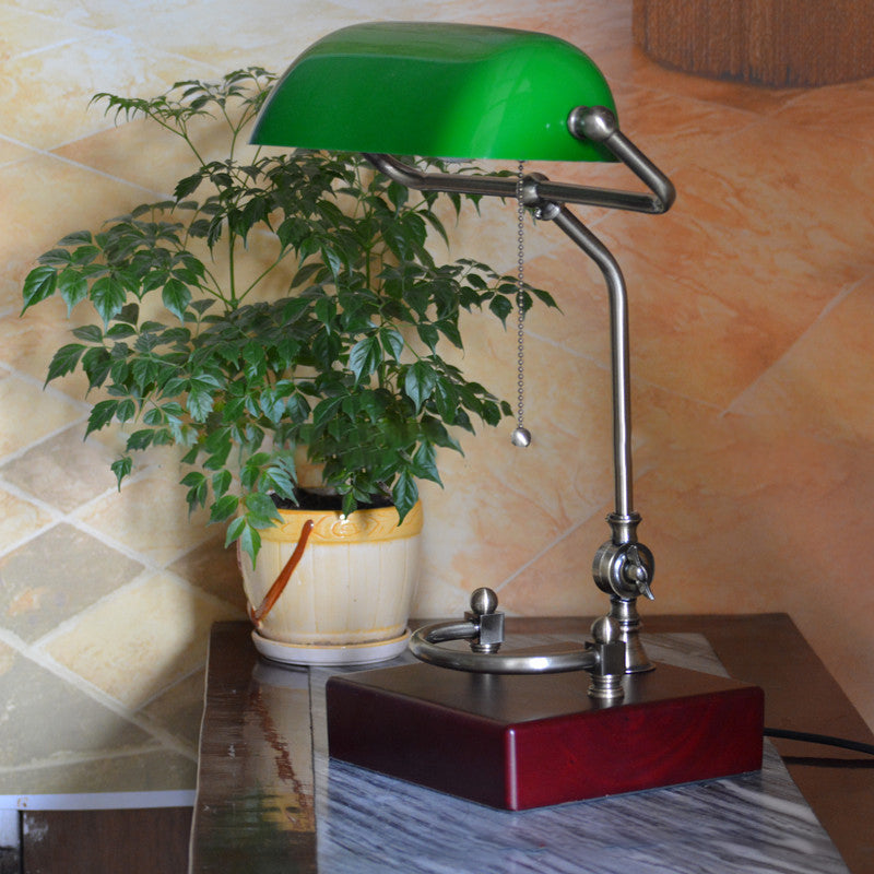Square Green Glass Solid Table Lamp