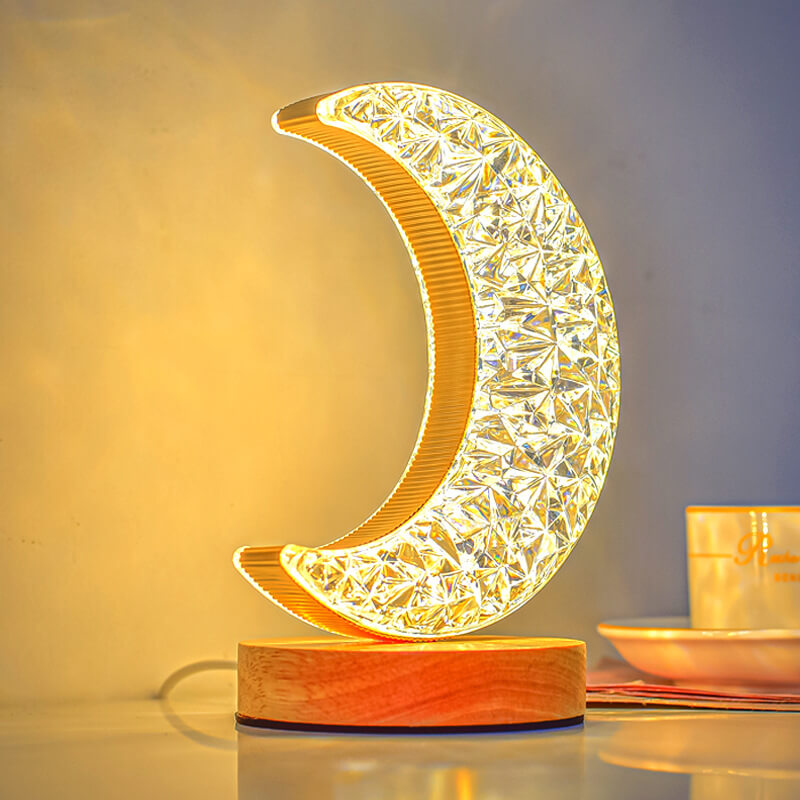 Acrylic Moon Star Wood Table Lamp