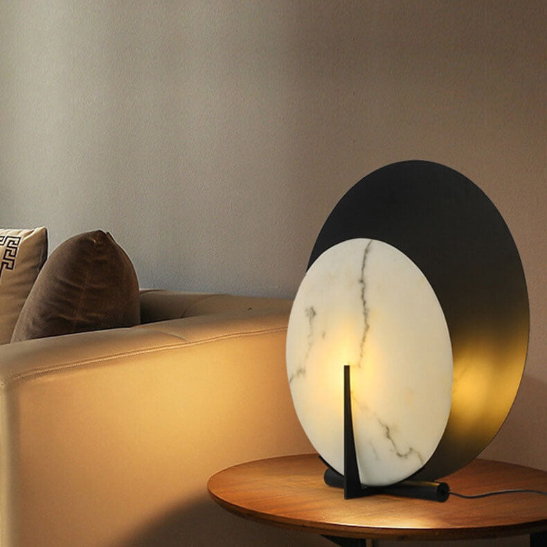 Double Discs Marble Iron Table Lamp
