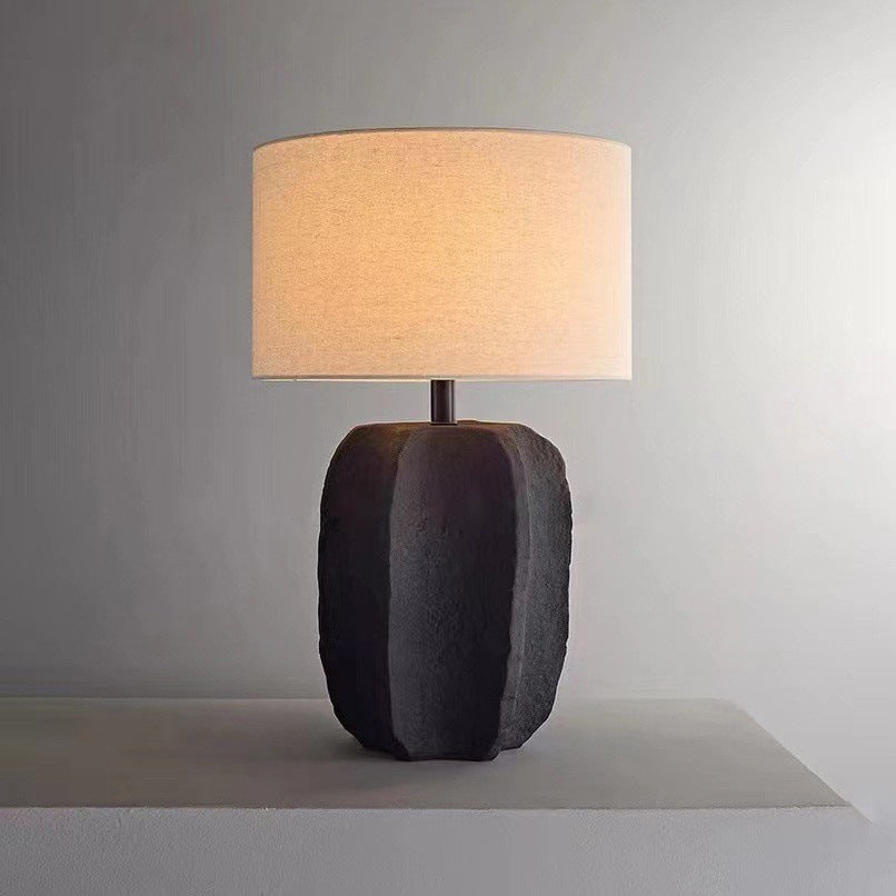 Round Cylinder Ceramic Fabric Table Lamp