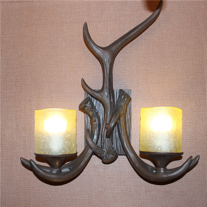Resin Iron Antler 1/2 Wall Lamp
