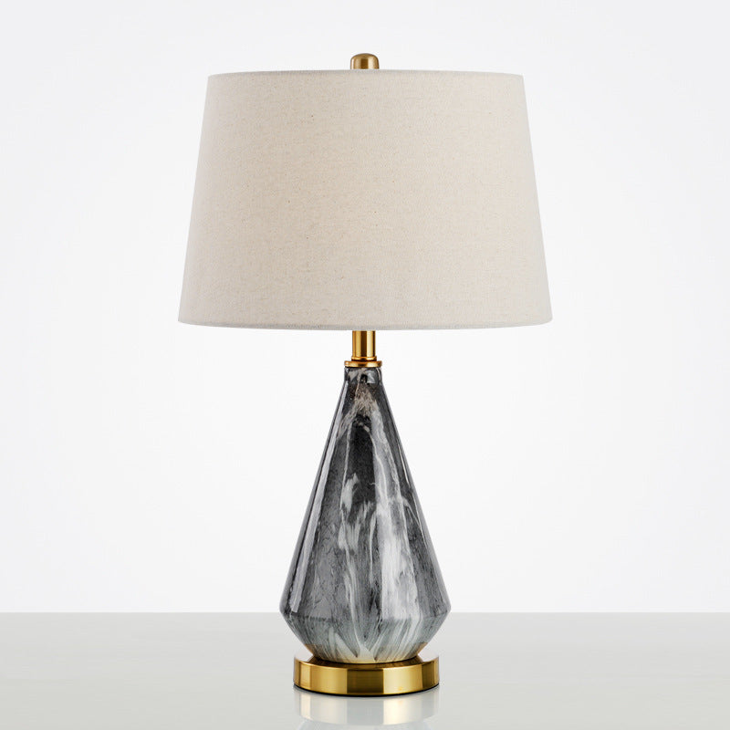 Tapered Ceramics Marble Fabric Table Lamp