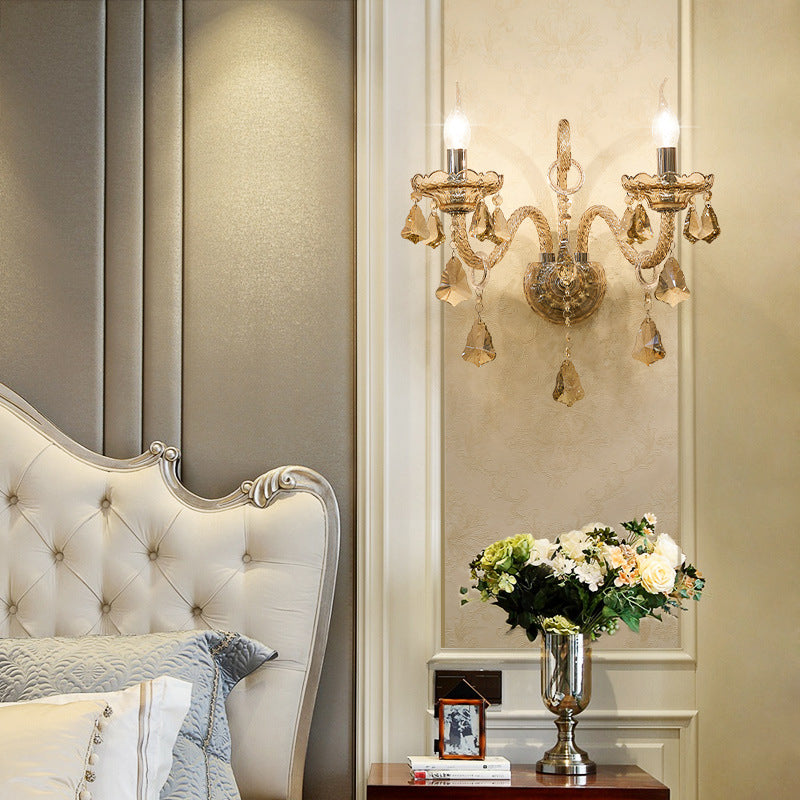 Glass Crystal Candelabra Hardware Wall Lamp
