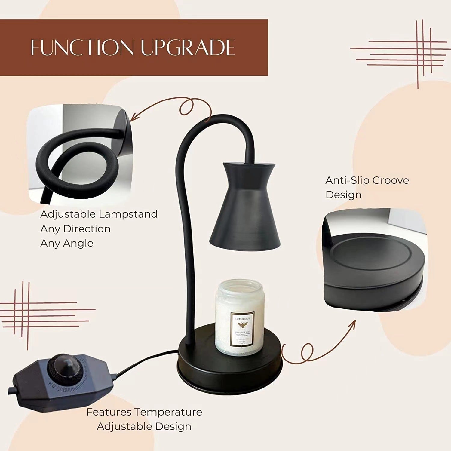 Metal Hourglass Lampstand Melting 2-Light Table Lamp