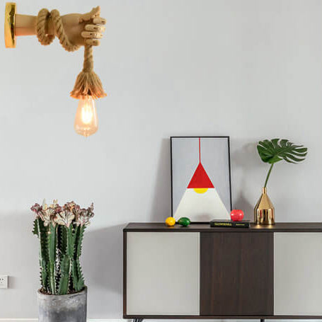 Hand Shape Arm Hemp Wall Lamp