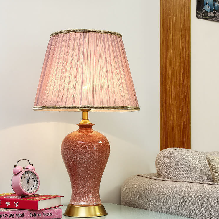 Fabric Ceramic Vase Home Table Lamp