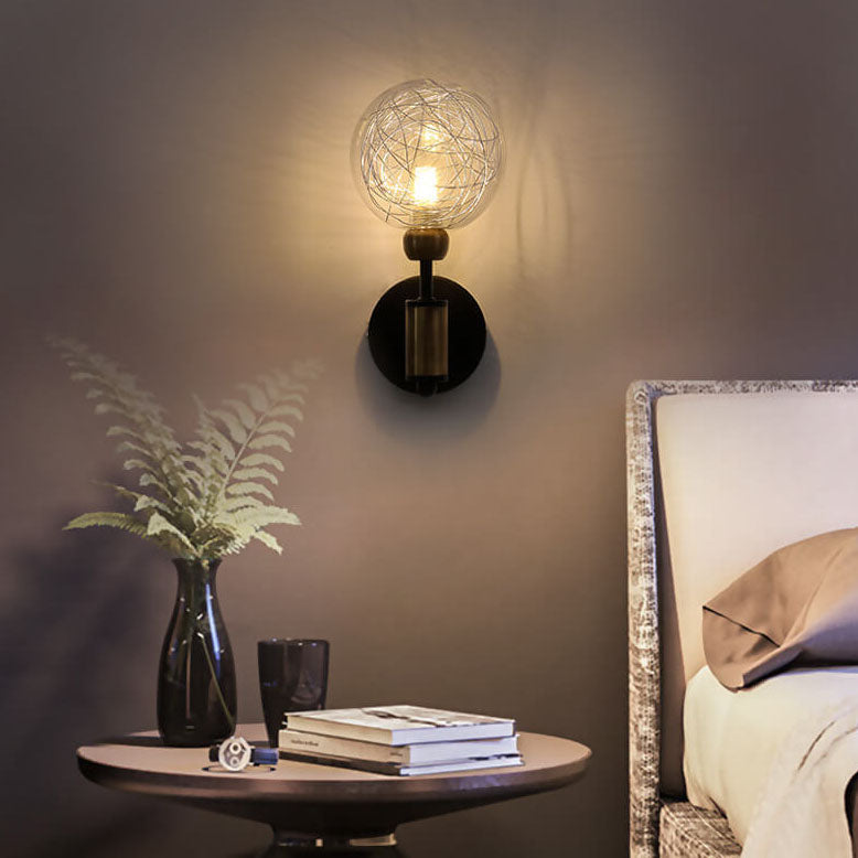 Iron Glass Ball 1/2 Wall Lamp