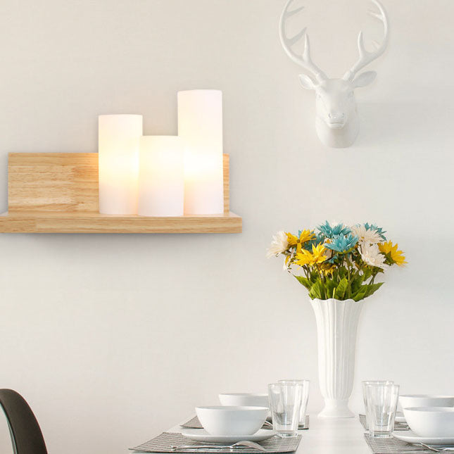 Cylindrical Wooden Glass Wall Lamp