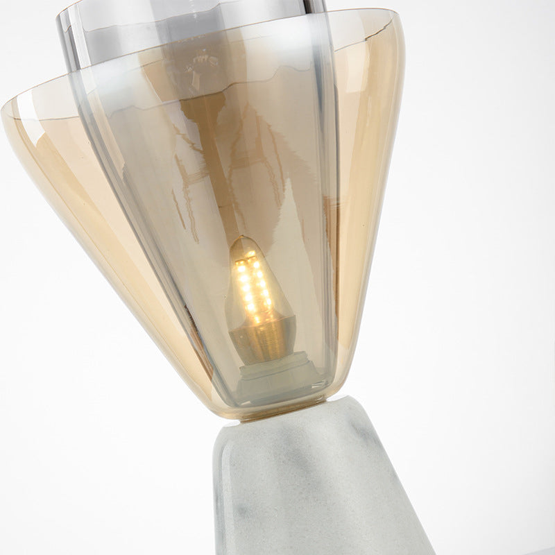 Cone Funnel Marble Glass Table Lamp