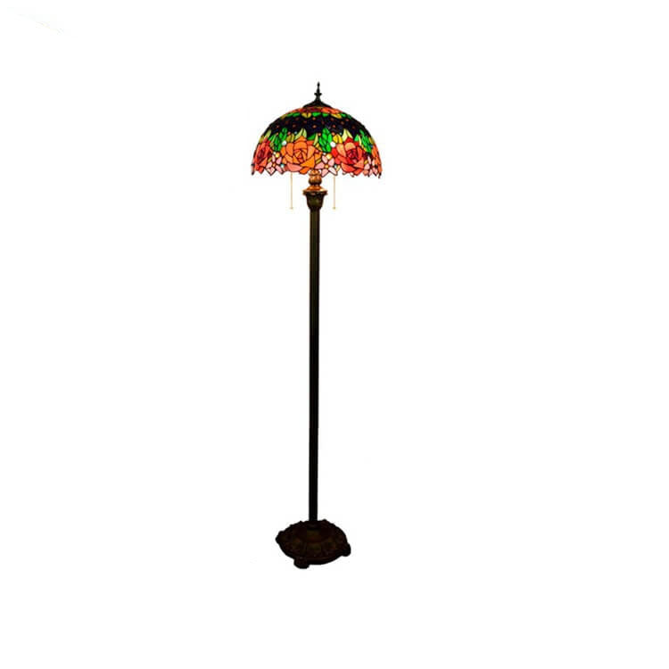 Tiffany Vintage Roses Stained 2-Light Floor Lamp