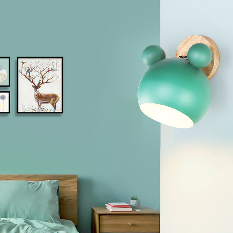 Cartoon Bear Dome Kids Wall Lamp