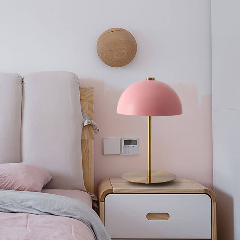 Pink Dome Copper Bedroom Table Lamp
