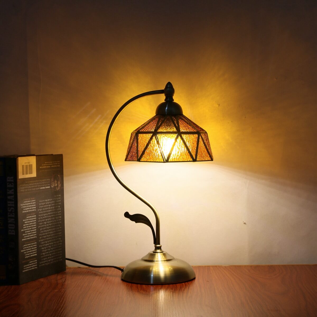 Amber Lucite Glass Table Lamp