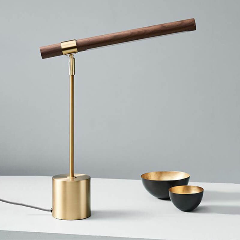 Wood Grain Cylindrical Strip Table Lamp