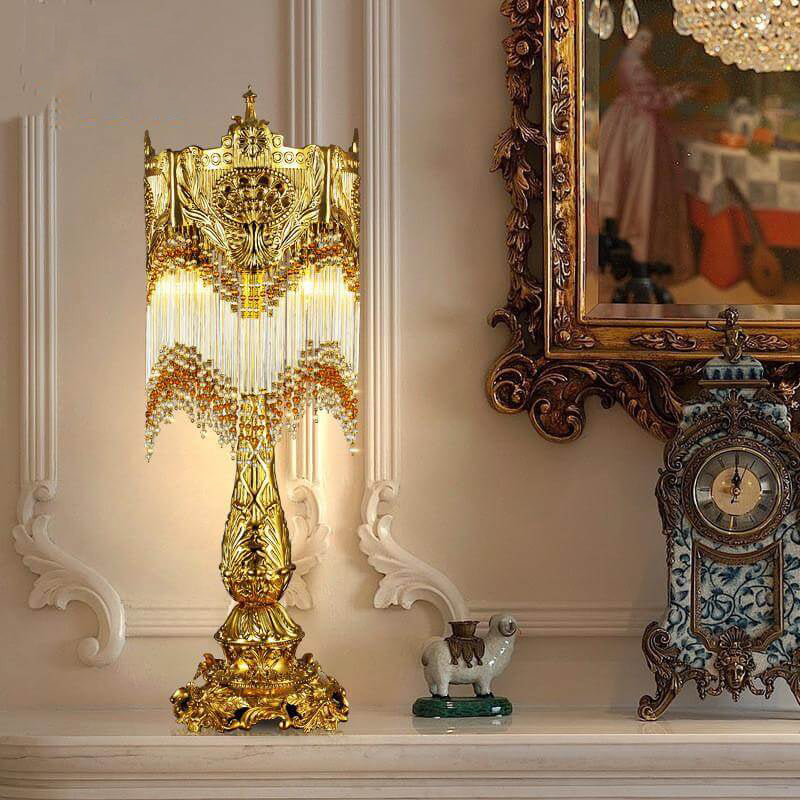Full Copper Crystal Tassel Table Lamp