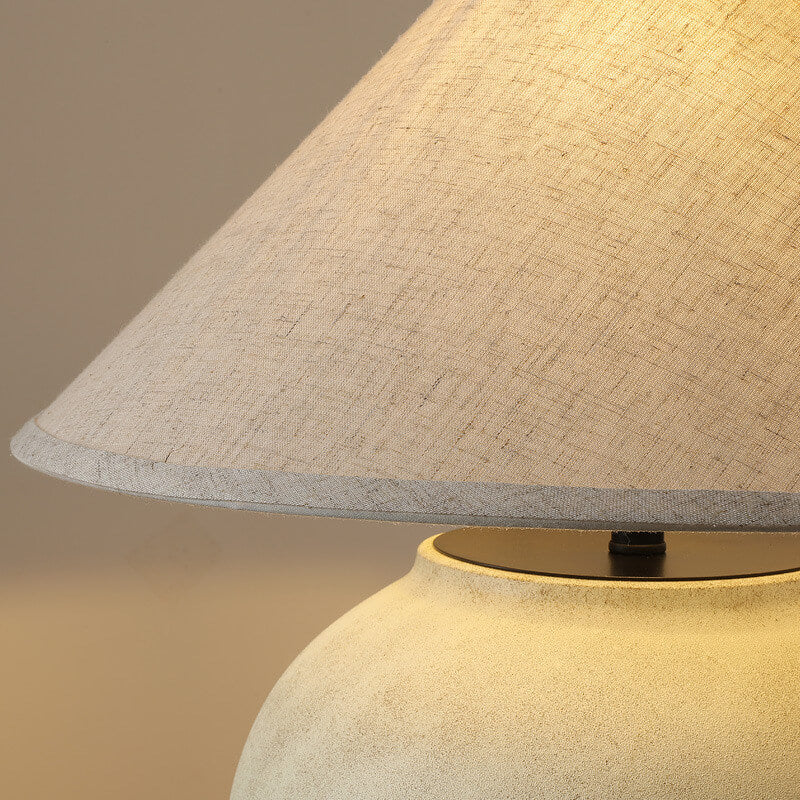 Linen Fabric Cone Ceramic Table Lamp