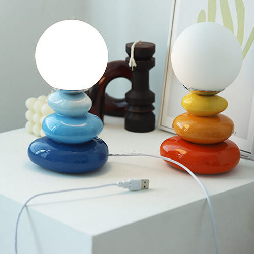 Ceramic Colorful Stacked Stones Table Lamp
