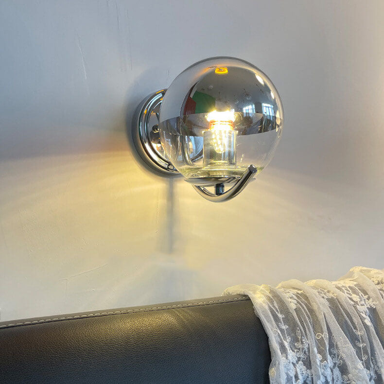 Chrome Glass Globe Wall Lamp
