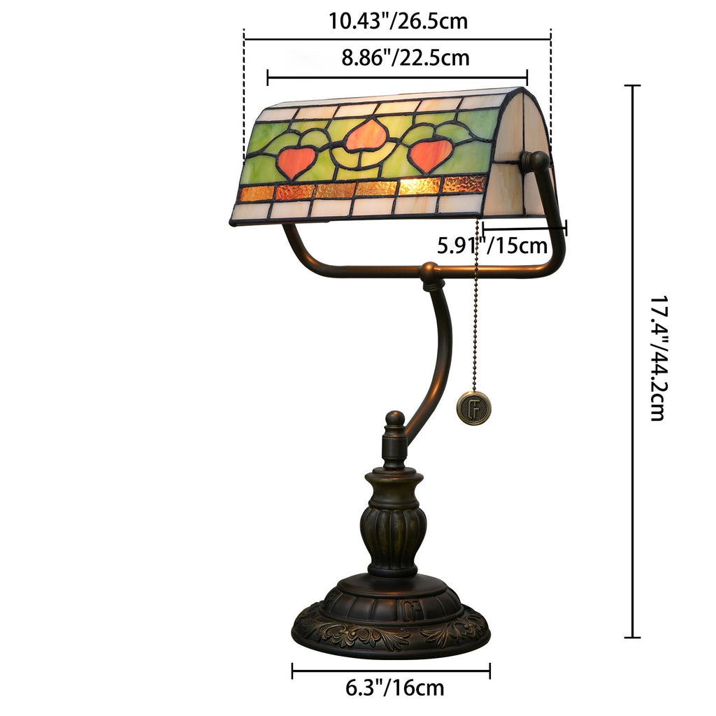 Heart Design Stained Glass Table Lamp