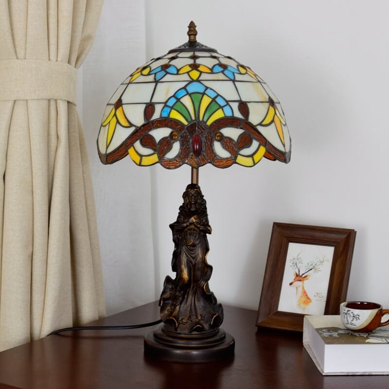 Lotus Stained Glass Dome Table Lamp