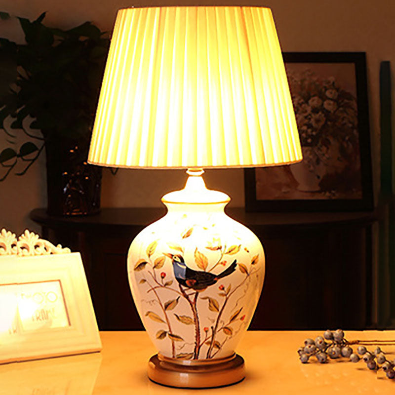 Bird Vase Ceramic Fabric Table Lamp