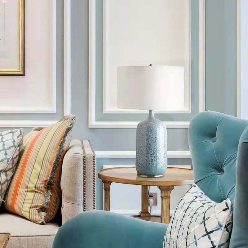 Cylindrical Ceramic Fabric Table Lamp